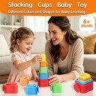 Waterfall Stacking Cups Bath Toys For Toddlers - 5pcs Suction Cup Silicone Fun F