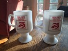 2 Drink Coca-cola White Milk Glass 5 5     Pedestal Mugs 75th Anniv  1900-1975