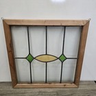 Antique Wood Framed Stained Glass Vintage Window Panel 21   21 Suncatcher 