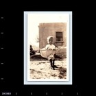 Old Vintage Photo Toddler Standing In Yard Outside House Antique Snapshot
