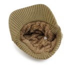 Unisex Cable Knit Bill Visor Brim Winter Hat Beanie Thick Fur Lined Mens Womens