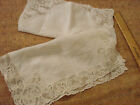 Vtg White Lace Hanky Lot 2  Handkerchief Embroidery Bridal Fancy  Netting