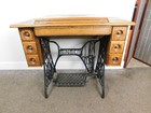 1910 Antique Singer 66 Red Eye Treadle Sewing Machine   Fancy Oak Cabinet Works
