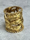 Gold Tone Textured Metal Leaf Napkin Ring Holder  Floral   Garden  1 Pack
