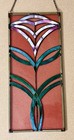 Vtg Arts   Crafts Stained Glass Panel Prairie Style Flower Suncatcher 16 5   