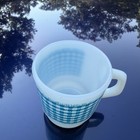 Vintage Anchor Hocking Fire King Blue Gingham Milk Glass Mug