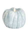 New Luminara Dry Brushed Pumpkin Iceberg Green Flameless Candle Fall 5 25 x4 5 
