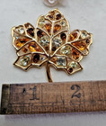 Vintage Nolan Miller Maple Leaf Brooch Pin Rhinestone Signed Autumn Fall Tree