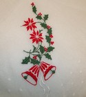 Unused Christmas Ladies Handkerchief Embroidered Bells Holly berries Switzerland