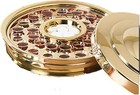 Durable Stainless Steel Communion Tray Set     Stackable With Bread Plate   Cover
