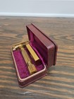 Vintage Gillette Gold Tone Aristocrat Safety Razor With Case Blade Holder