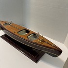 Vintage Chris Craft Mahogany Triple Cockpit Model Speed Boat 24   1930s W Stand