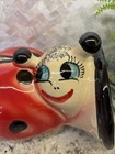 Vintage Kitschy Ceramic Handpainted Ladybug  Planter Anthropomorphic Plants
