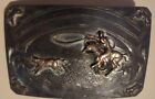 Mccabe Sunset Trails Sterling Silver   10k Cowboy Rodeo Bull Belt Buckle Vtg 925