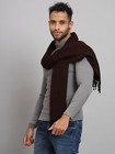 Mens Winter Checked Plaid Wool 100  Cashmere India Made Wine Solid Scarf Scarves