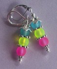 Colorful Beach Frosted Glass Drop Earring Sp Handcrafted 