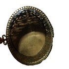 Vtg Ormolu Gold Filigree Oval Glass Velvet Jewelry Vanity Casket Box Beveled Mcm