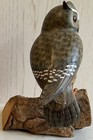 Vintage Wooden Hand Carved Owl 5    Base  8    Tall