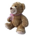Dan Dee Teddy Bear Plush Tan Shaggy Stuffed Animal Pink Ribbon 9 