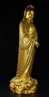 24 4  Tibet 24k Gold Kwan-yin Guan Yin Boddhisattva Goddess Buddha Stand Statue