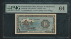 1942-45 French Indo-china  Banque De I indo-chine 1 Piastre P  59b Pmg 64