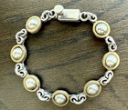 Vintage Taxco Mixed Metals Half Dome Sterling And Brass Link Bracelet 30 15 Gr