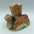 Antique Cigar Cigarette Match Holder With Striker Of A Fox Among Trees