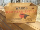 Wards Red Head Wood Ammo Box Ammunition Vintage Crate 16 Ga