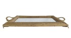 Vintage Hollywood Regency Gold Filigree Mirror Vanity Tray Footed Matson Style