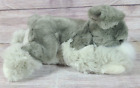 Fao Schwarz Plush Schnauzer Stuffed Animal Dog Beanbag Gray Laying 11 