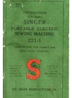 Singer Portable Electric Sewing Machine Model 221-1 Manual Guide On Cd
