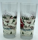 2-vintage Currier And Ives Collector Series Winter Scene Tumbler Glasses 