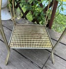 Vintage Vanity Stool Chair Hollywood Regency Boudoir Seat Gold Metal Mcm