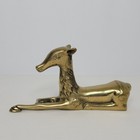 Vintage Pair Of Brass Laying Deer Buck   Doe Figurines 7 