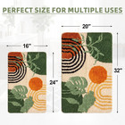 Boho Green Plant Bathroom Rug Set 2 Piece Orange Fluffy Microfiber Non-slip Wate