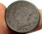 Nice 1844 Large Cent   Normal   Good