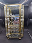 Vtg Etched Glass Brass Curio Display Case Miniature 10  Tall Ball Feet Mcm