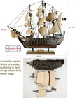 Sailingstory Wooden Pirate Ship Model Black Pearl Model Ship Sailboat Decor Beig