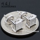 Men Women 925 Sterling Silver 6mm Bling Cz Screw Back Silver Stud Earring ase170