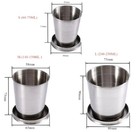 Stainless Steel Folding Cup Collapsible Camping Mug W  Lid Keychain Travel Cup