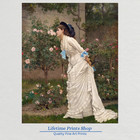 Victorian Woman In The Garden Vintage Painting Giclee Fine Art Paper Print