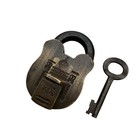 Brass Padlock Or Lock With Key Vintage Old Or Antique Crown Marking 