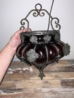 Touch Of Class Grape Wall Vase - Amethyst Blown Glass   Caged Metal