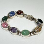 Vintage Taxco Sterling Silver 925 Gemstone Bracelet Signed Tc 257 35g 7 