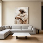 Jesus The Good Shepherd Holding Lamb Abstract Wall Art Print Religious Decor