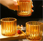 Ribbed Glass Candle Holders 6 Pack Tea Light Votive Gold Wedding Centerpiece