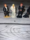 Vintage Lot Barclay Manoil Cast Metal 5 Figures -2 Brides 2 Grooms   1 Minister