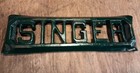 Vtg Singer Treadle Sewing Machine Cast Iron Base Emblem Logo Name Plate Green 