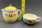 Vintage Japan Miniature Child Tea Set Yellow Floral Porcelain Teapot Cups