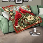 Red Cardinal Quilt Blanket Winter Throw Christmas Bird Bedding Holiday Decoratio